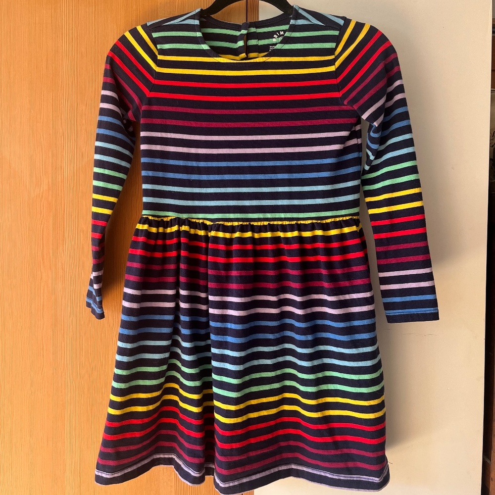 Primary Kids Long-sleeve Rainbow Stripe Dress Size 10